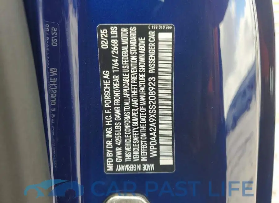 WP0AA2A9XSS208923# 12