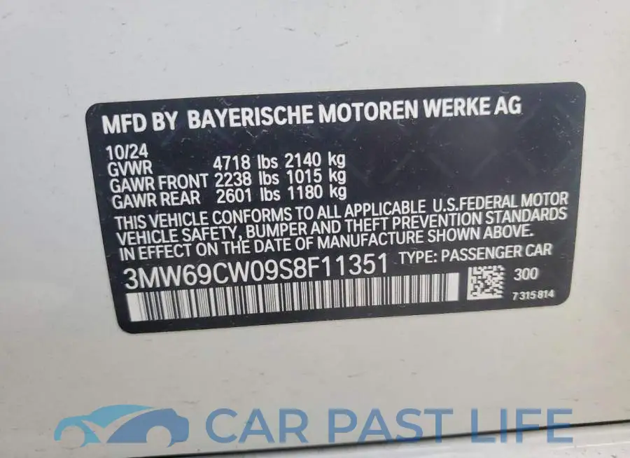 3MW69CW09S8F11351# 12