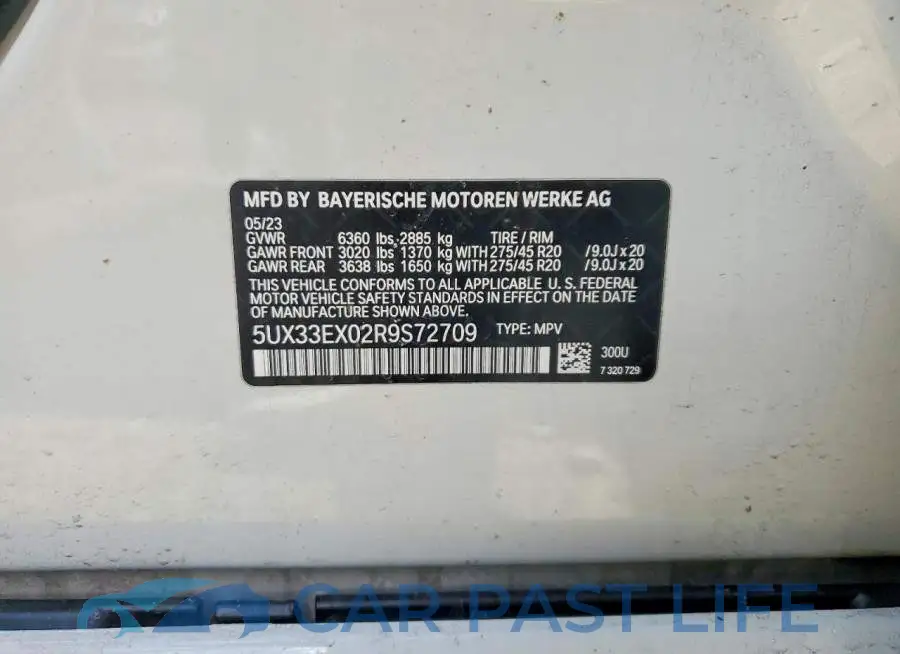 5UX33EX02R9S72709# 13