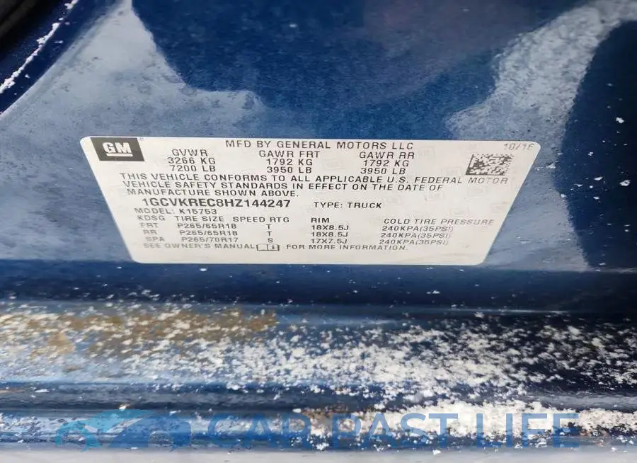 1GCVKREC8HZ144247# 12