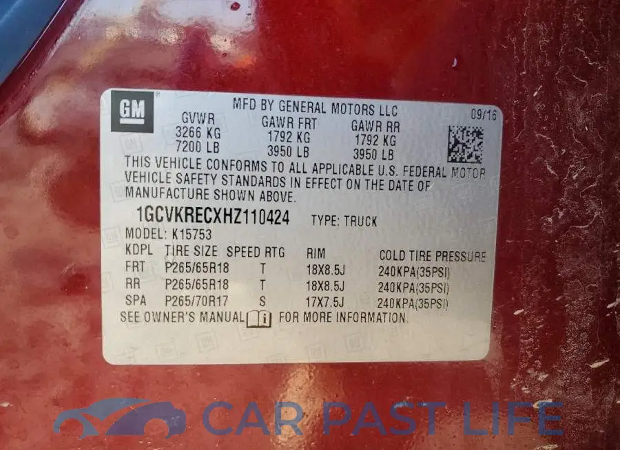 1GCVKRECXHZ110424# 12