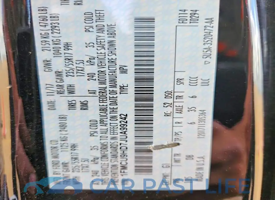 1FMCU9HD7JUA99242# 13