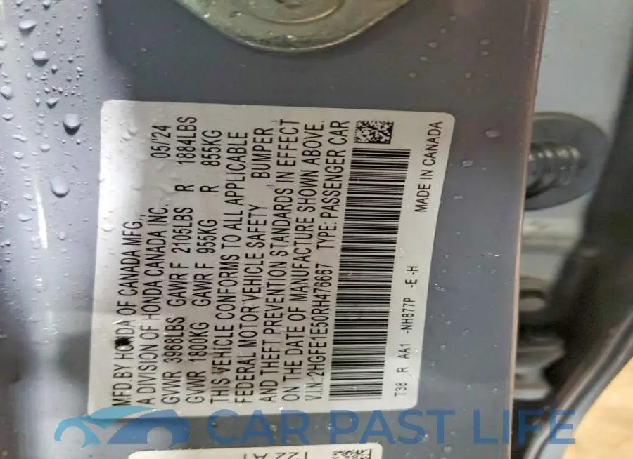 2HGFE1E50RH476667# 12