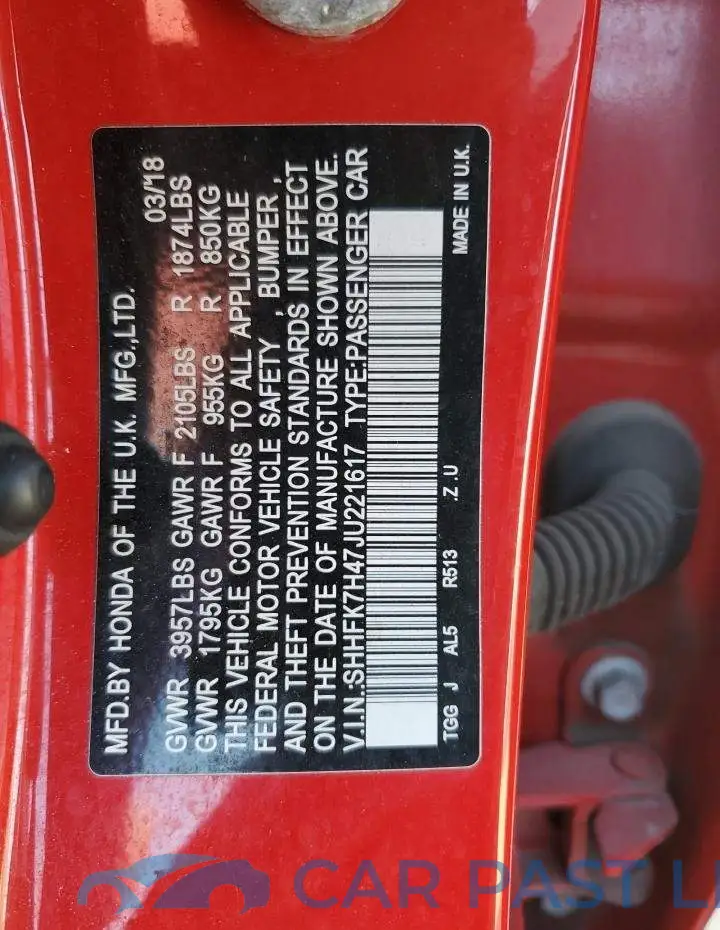 SHHFK7H47JU221617# 12