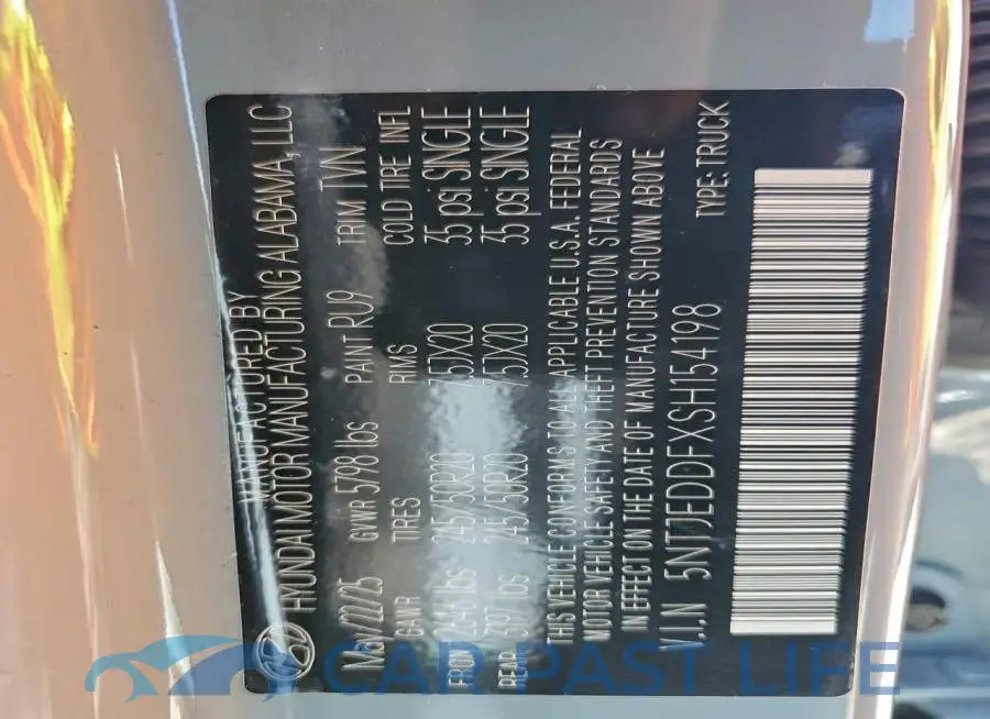 5NTJEDDFXSH154198# 12