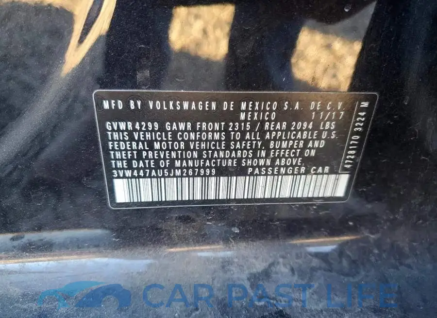 3VW447AU5JM267999# 10