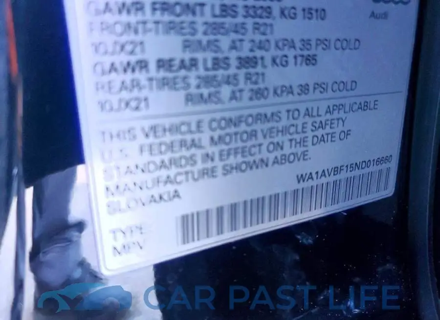WA1AVBF15ND016660# 14