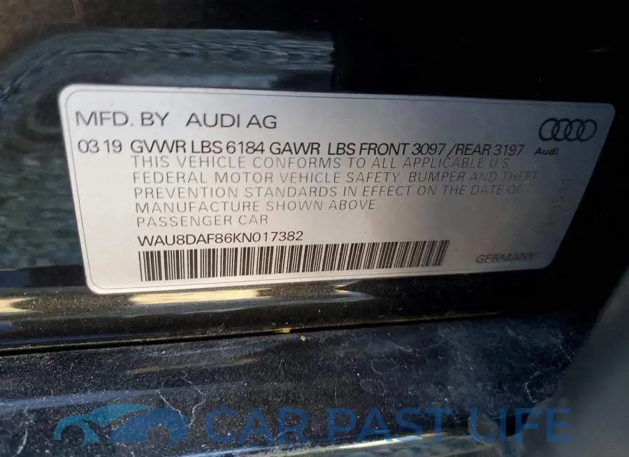 WAU8DAF86KN017382# 12