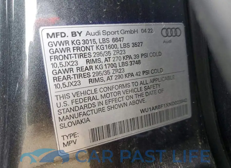 WU1ARBF1XND023942# 12