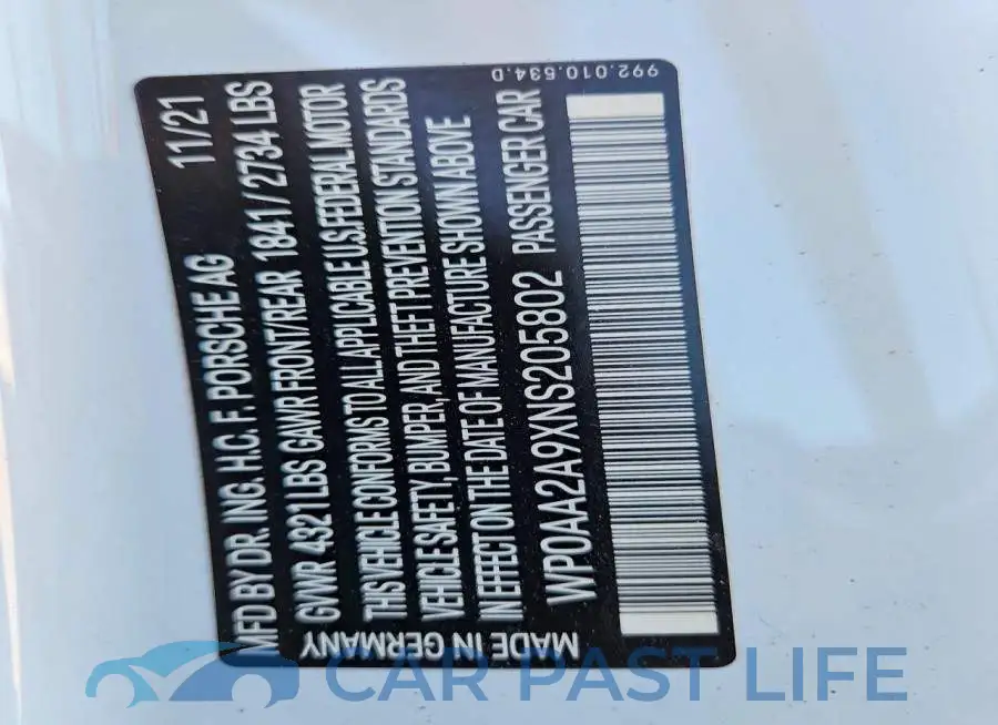 WP0AA2A9XNS205802# 13