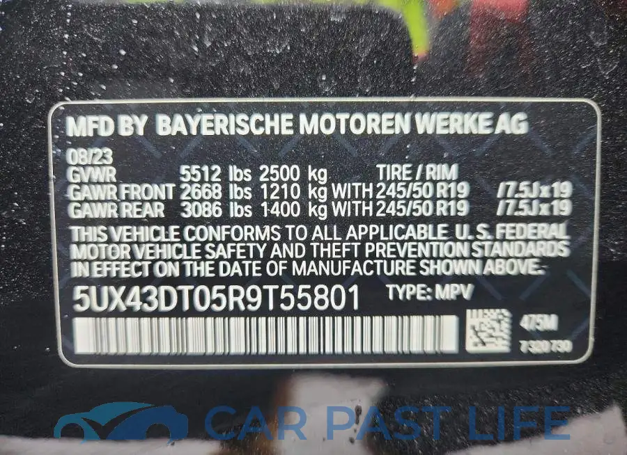 5UX43DT05R9T55801# 14