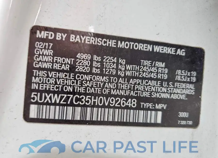 5UXWZ7C35H0V92648# 13