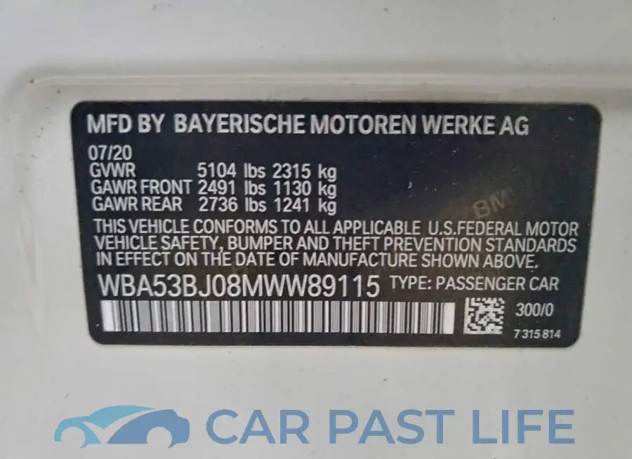 WBA53BJ08MWW89115# 12