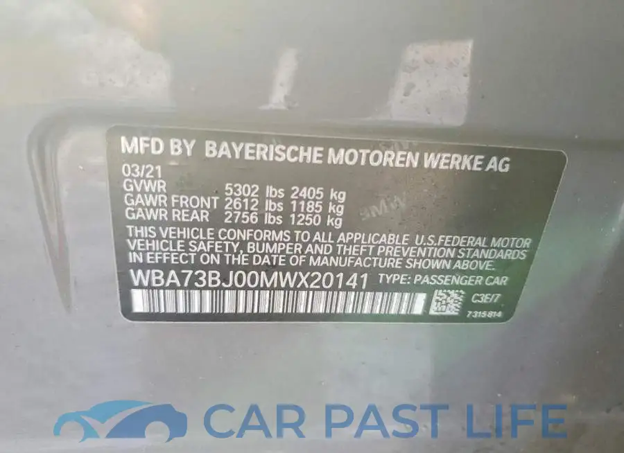 WBA73BJ00MWX20141# 10