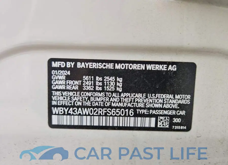 WBY43AW02RFS65016# 12