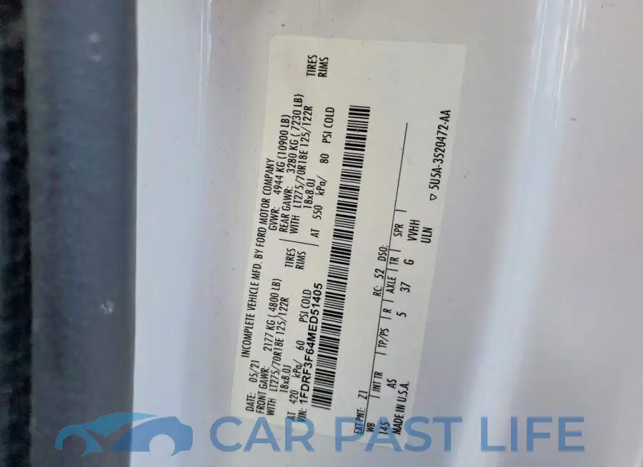 1FDRF3F64MED51405# 12