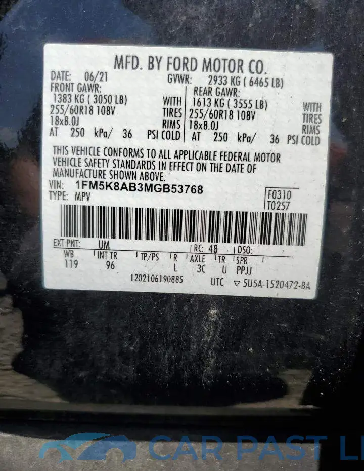 1FM5K8AB3MGB53768# 13