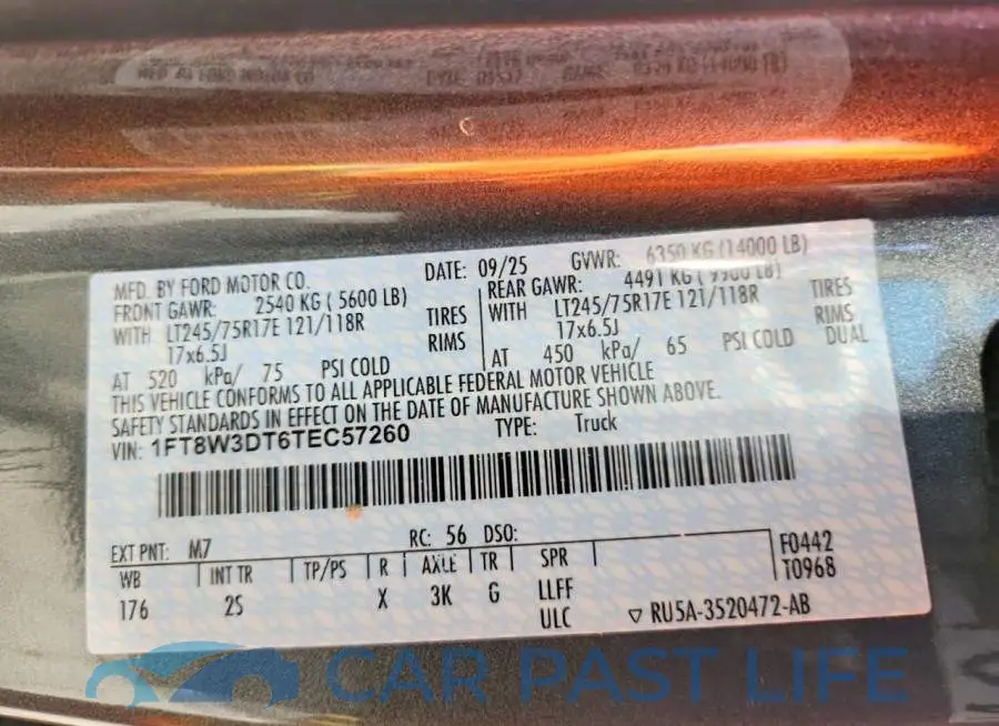 1FT8W3DT6TEC57260# 12