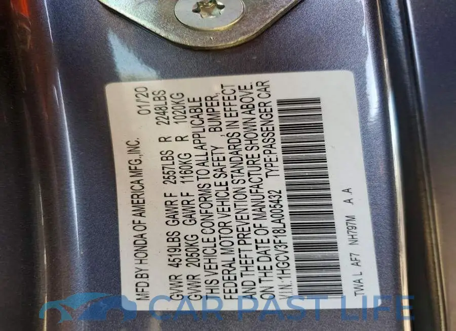 1HGCV3F18LA005432# 13