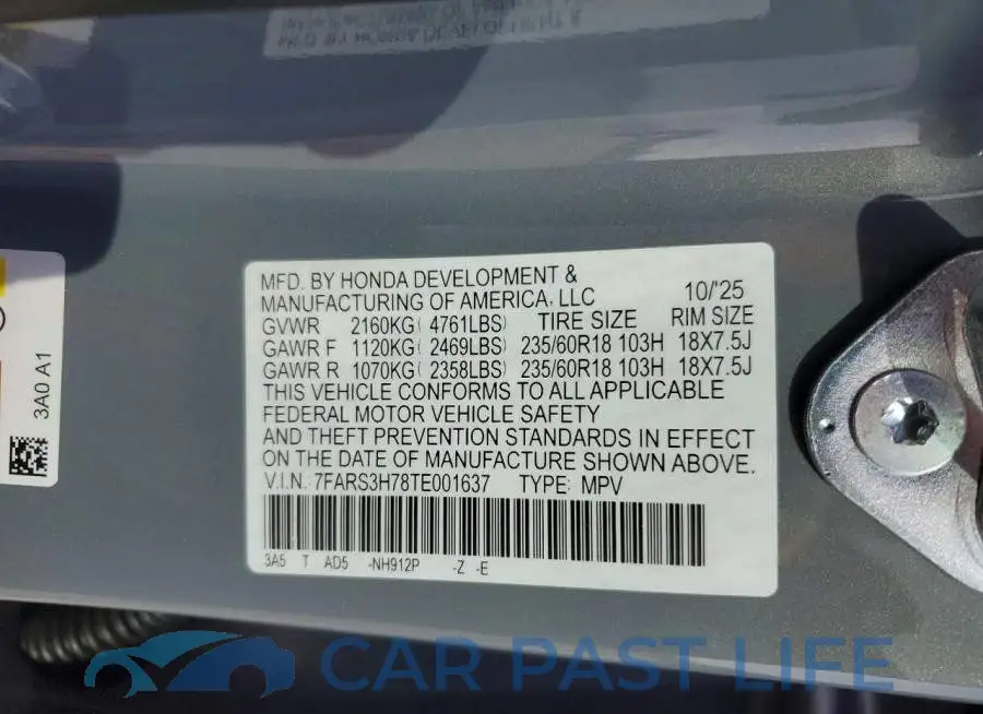 7FARS3H78TE001637# 13
