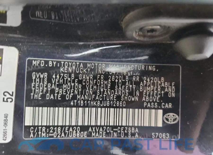 4T1B11HK8JU612860# 12