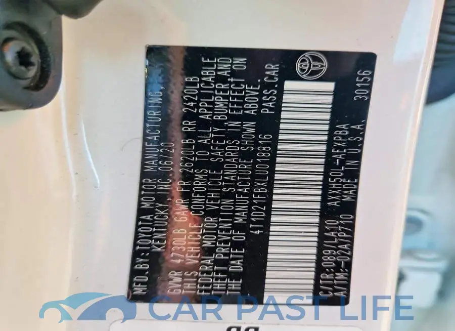 4T1D21FBXLU018816# 12