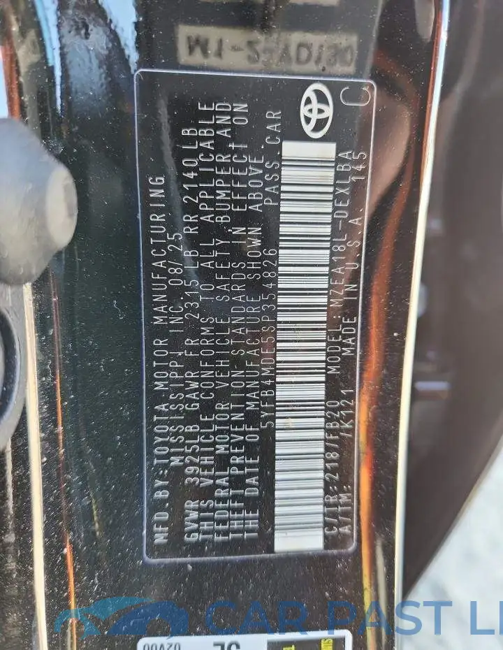 5YFB4MDE5SP354826# 12