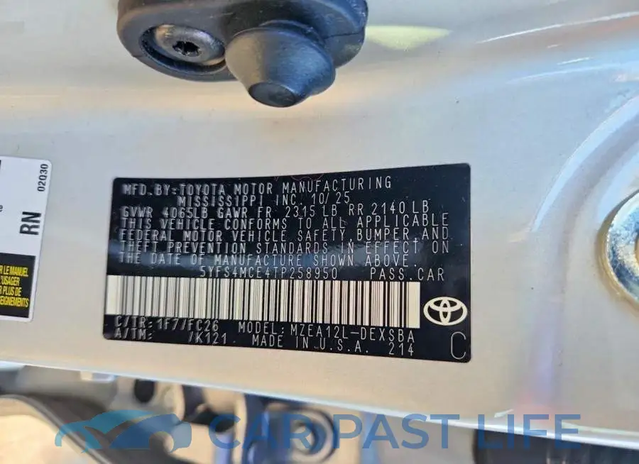 5YFS4MCE4TP258950# 13