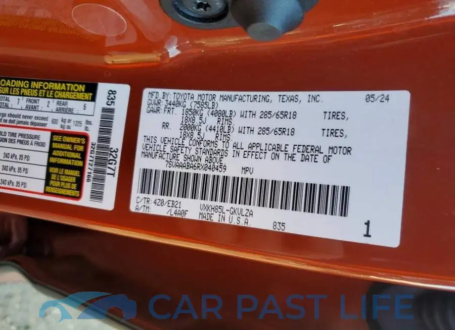 7SVAAABA6RX040459# 11