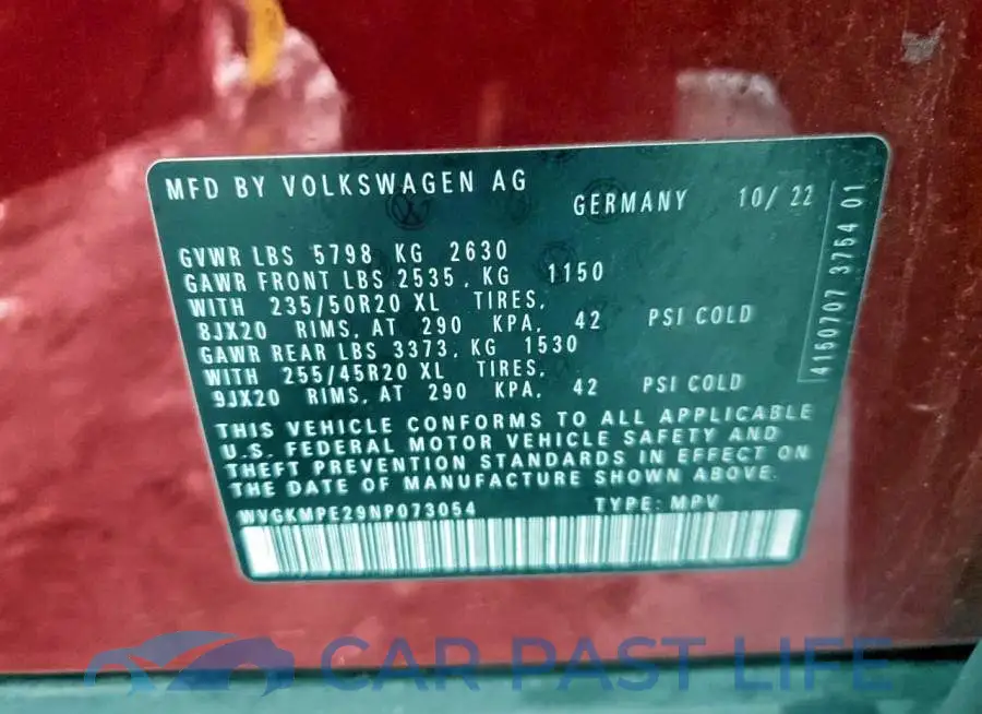 WVGKMPE29NP073054# 14