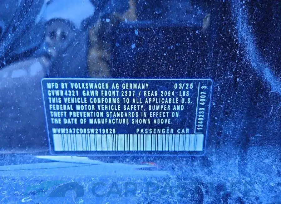 WVW3A7CD8SW219628# 12