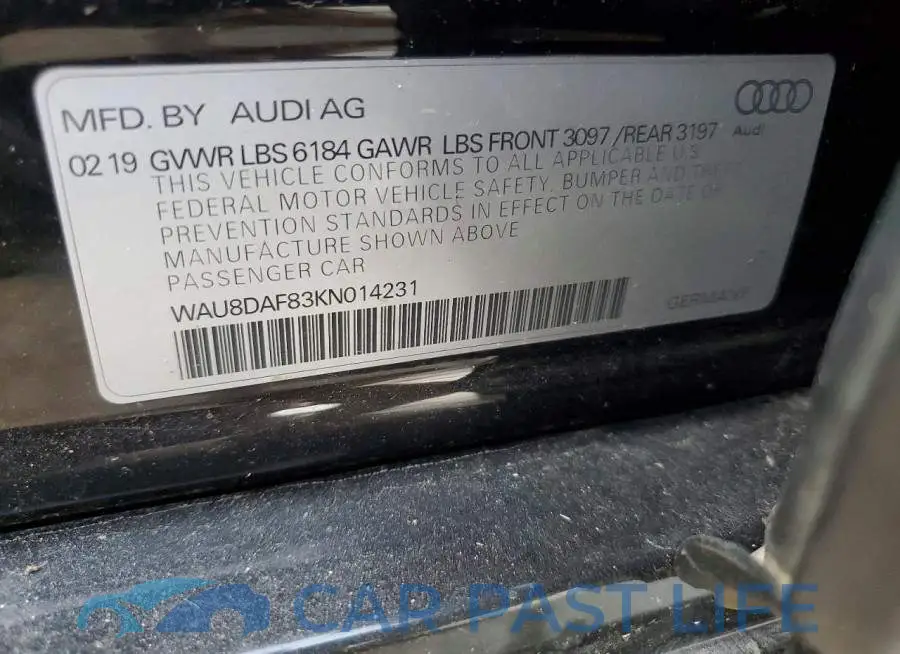 WAU8DAF83KN014231# 12
