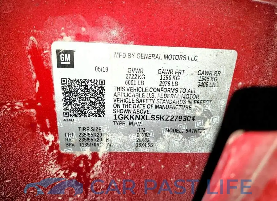 1GKKNXLS5KZ279304# 13