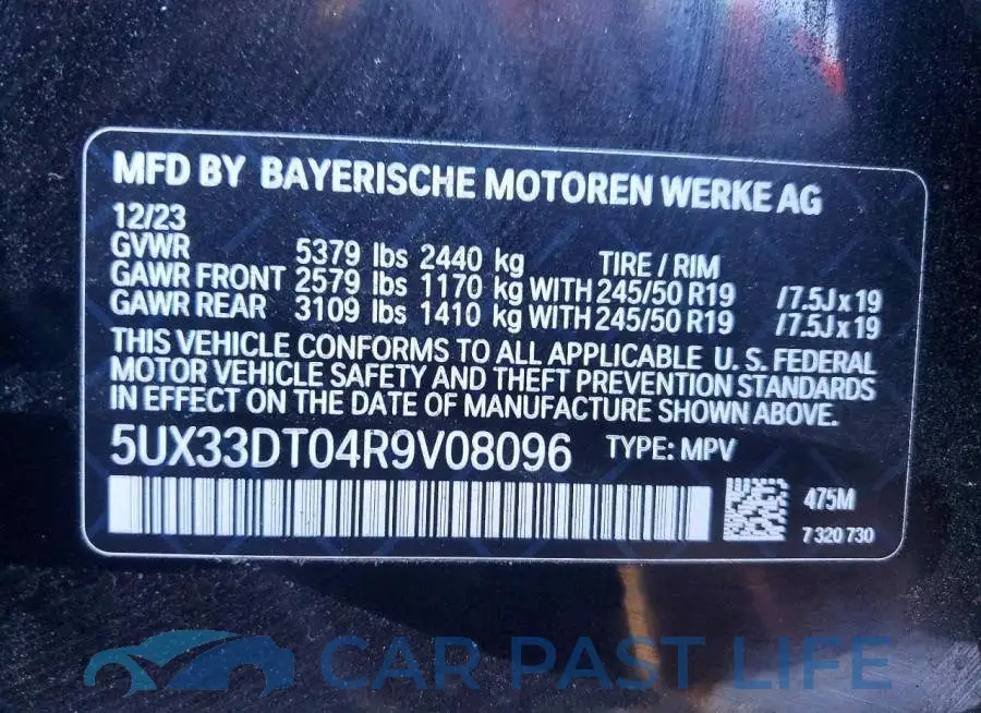 5UX33DT04R9V08096# 12