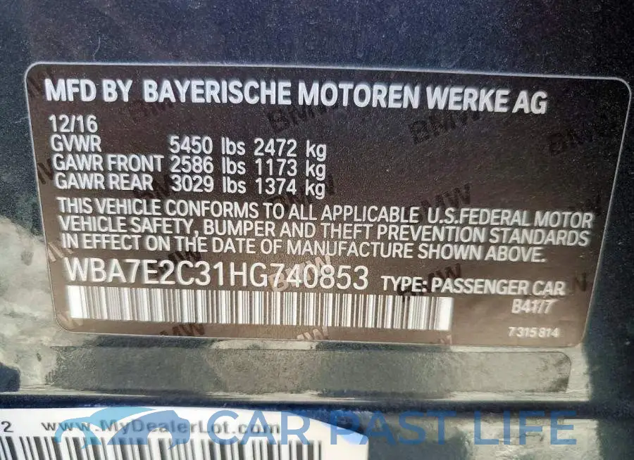 WBA7E2C31HG740853# 12