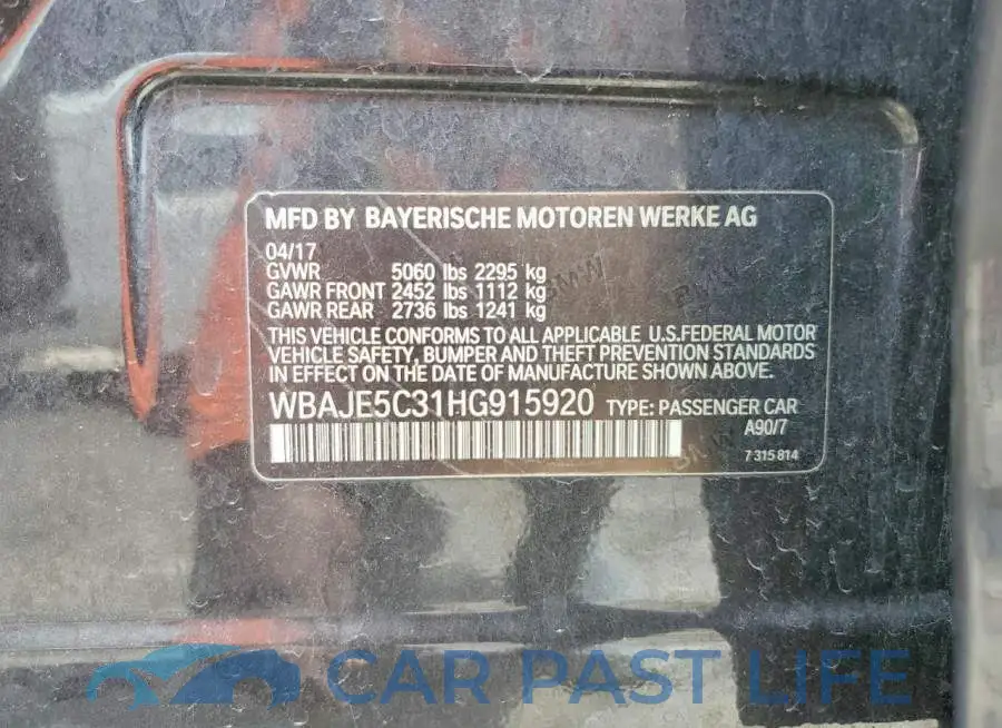WBAJE5C31HG915920# 12