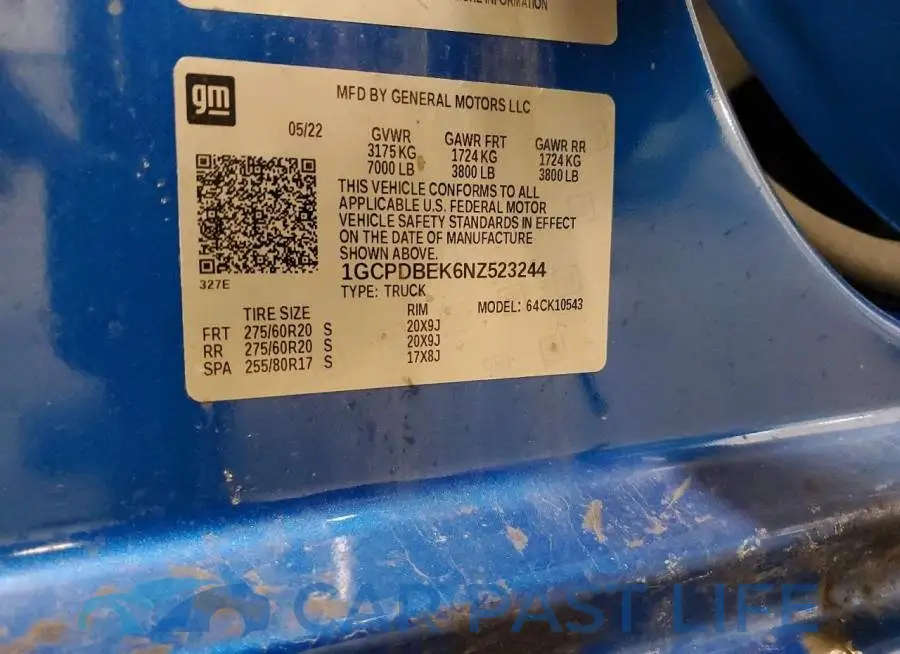 1GCPDBEK6NZ523244# 12