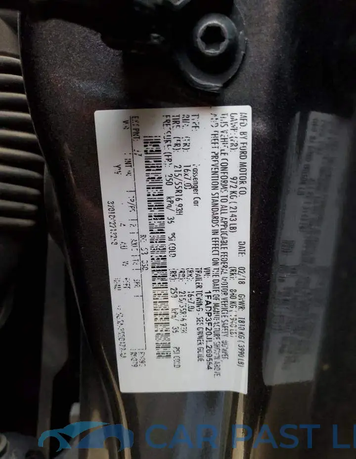 1FADP3F20JL269564# 12