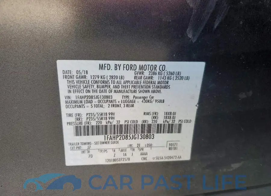 1FAHP2D85JG130803# 12