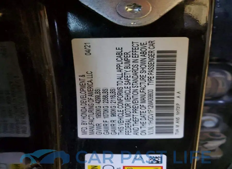 1HGCV1F12MA068600# 12