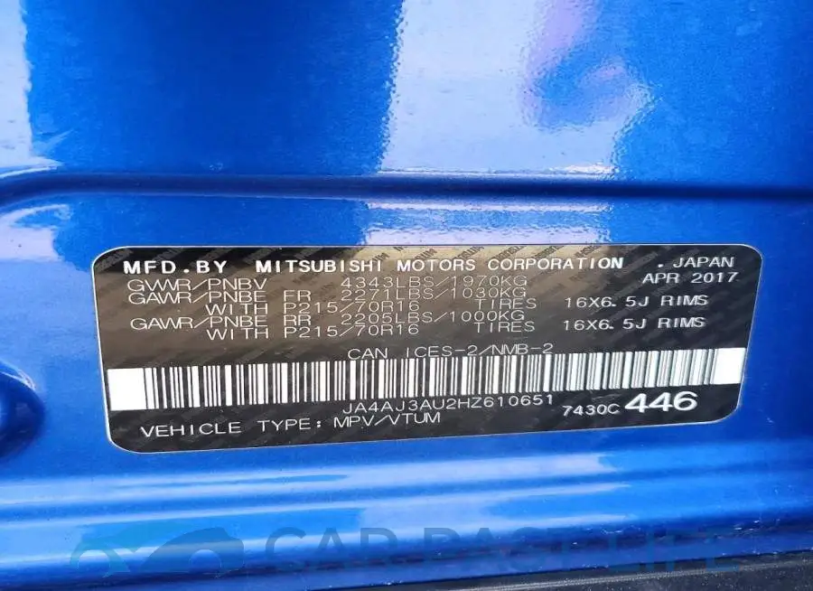JA4AJ3AU2HZ610651# 12