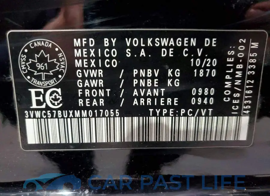 3VWC57BUXMM017055# 12