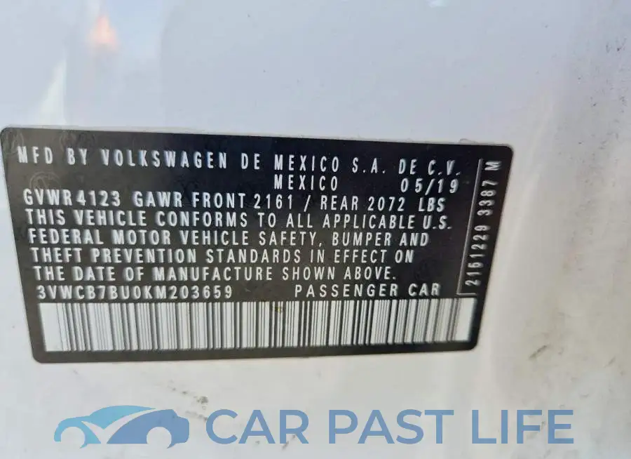 3VWCB7BU0KM203659# 12