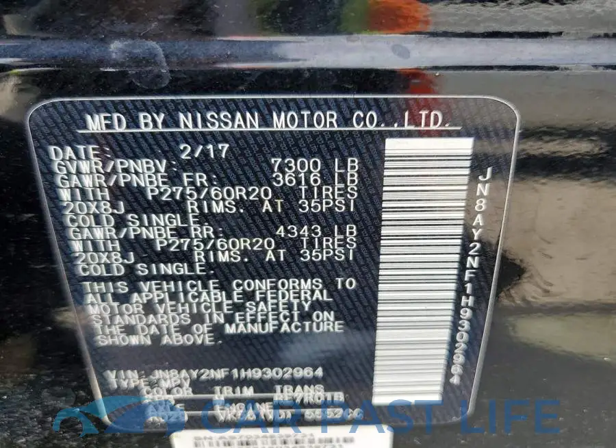 JN8AY2NF1H9302964# 12
