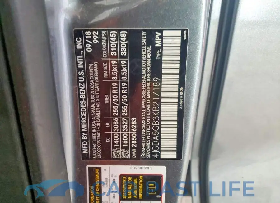 4JGDA5GB3KB217189# 13