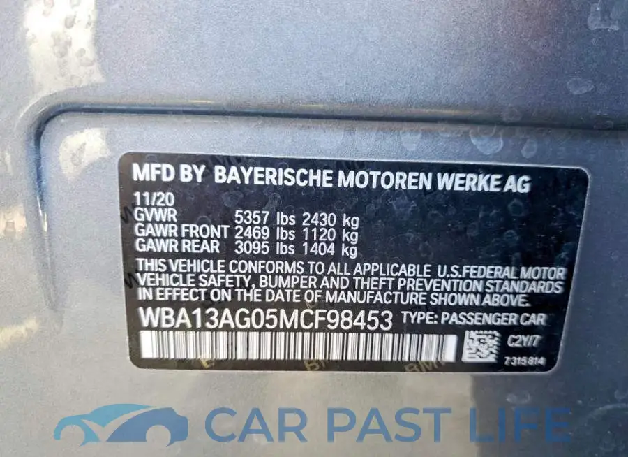 WBA13AG05MCF98453# 13