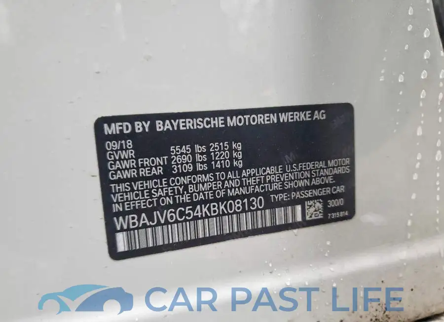 WBAJV6C54KBK08130# 12