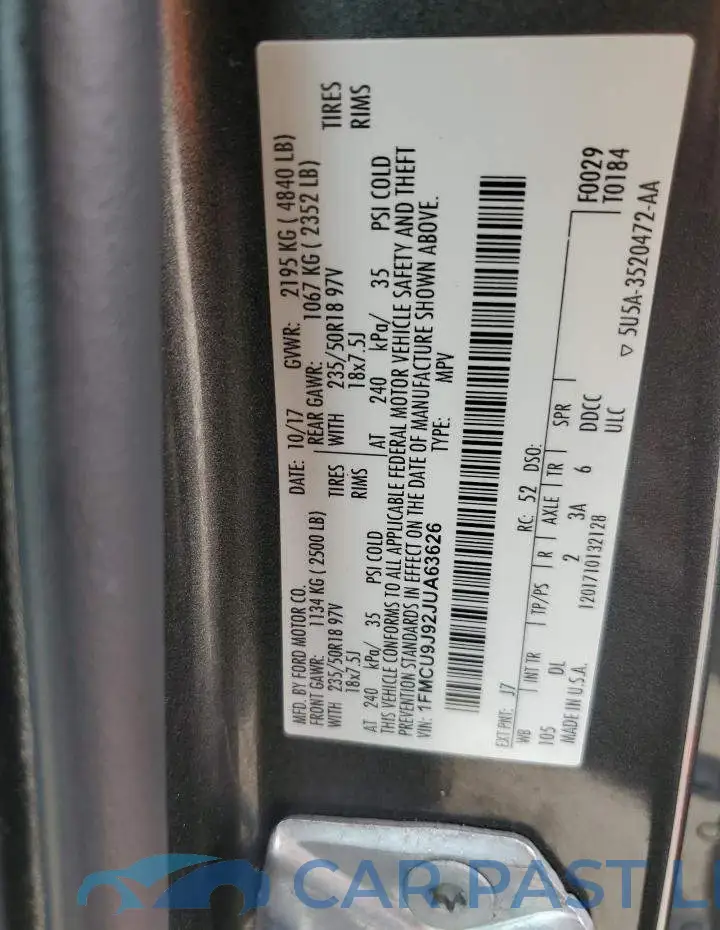 1FMCU9J92JUA63626# 13