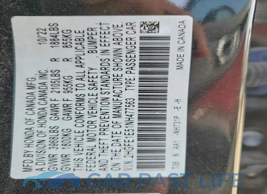 2HGFE1E51NH477563# 12