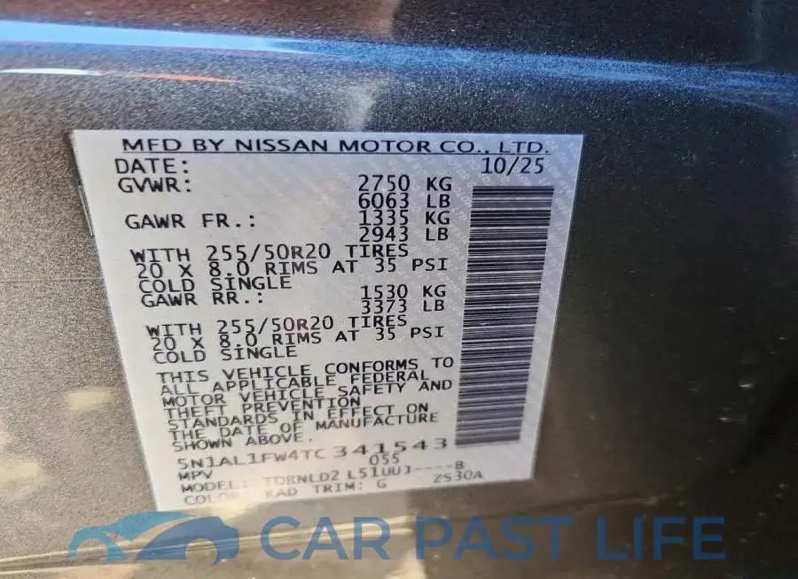 5N1AL1FW4TC341543# 13